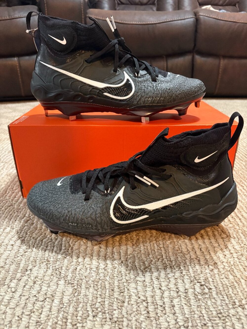 Nike Alpha Huarache NXT Black Metal Baseball Cleats DJ6517-010 Men's Size 12